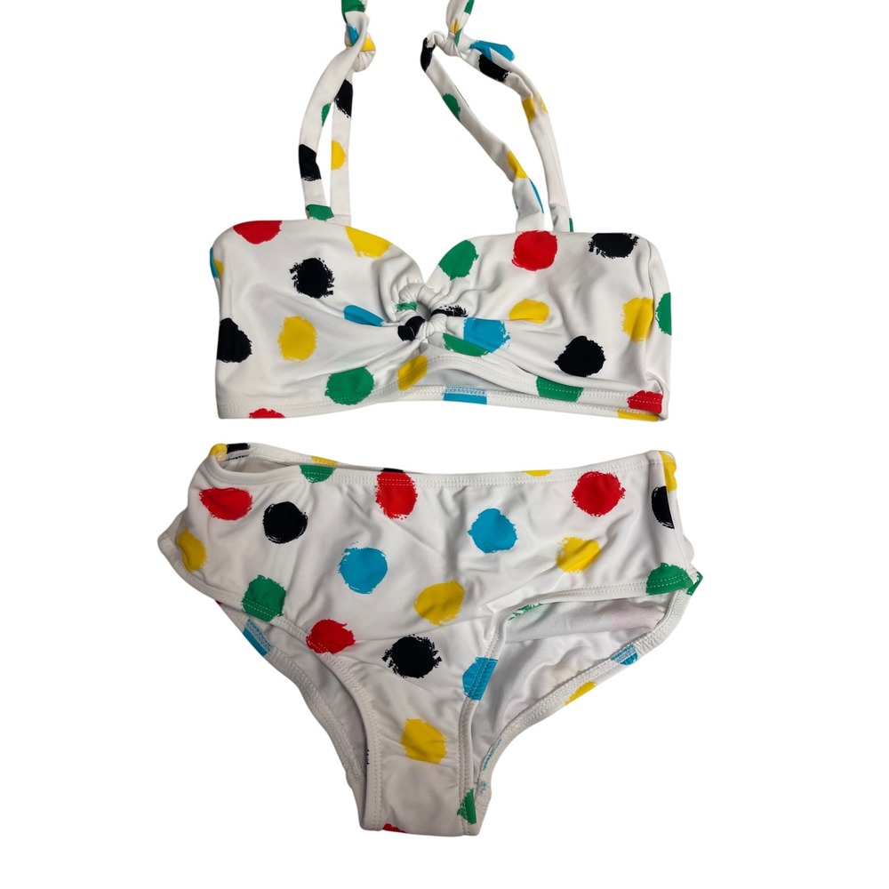 Kanu Surf Girls Cori Multicolor Polka Dot 2 Piece Bikini Swimsuit White Size 14